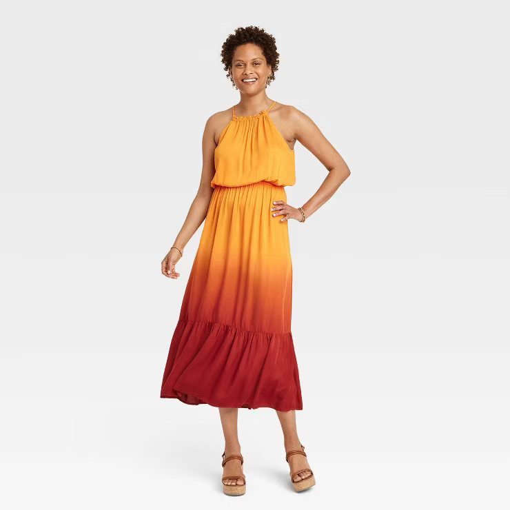 knox rose orange dress Knox Rose Orange Boho Hippie Eyelet Ruffle