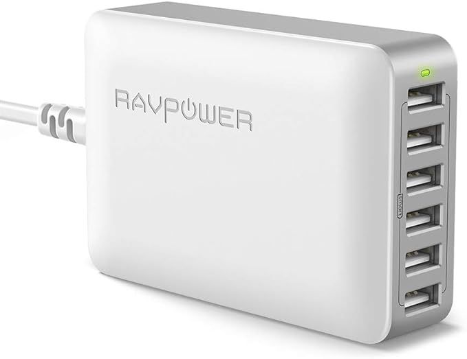 USB Charger RAVPower 60W 12A 6-Port Desktop USB Charging Station with iSmart Multiple Port, Compa... | Amazon (US)