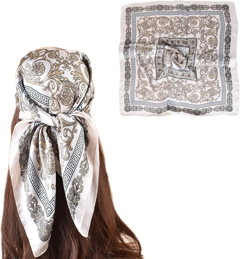 Head Scarf for Women Like Silk Scarf Hair Scarf Printed Square Scarf Bandanas for Sleeping 27 Inc... | Amazon (US)