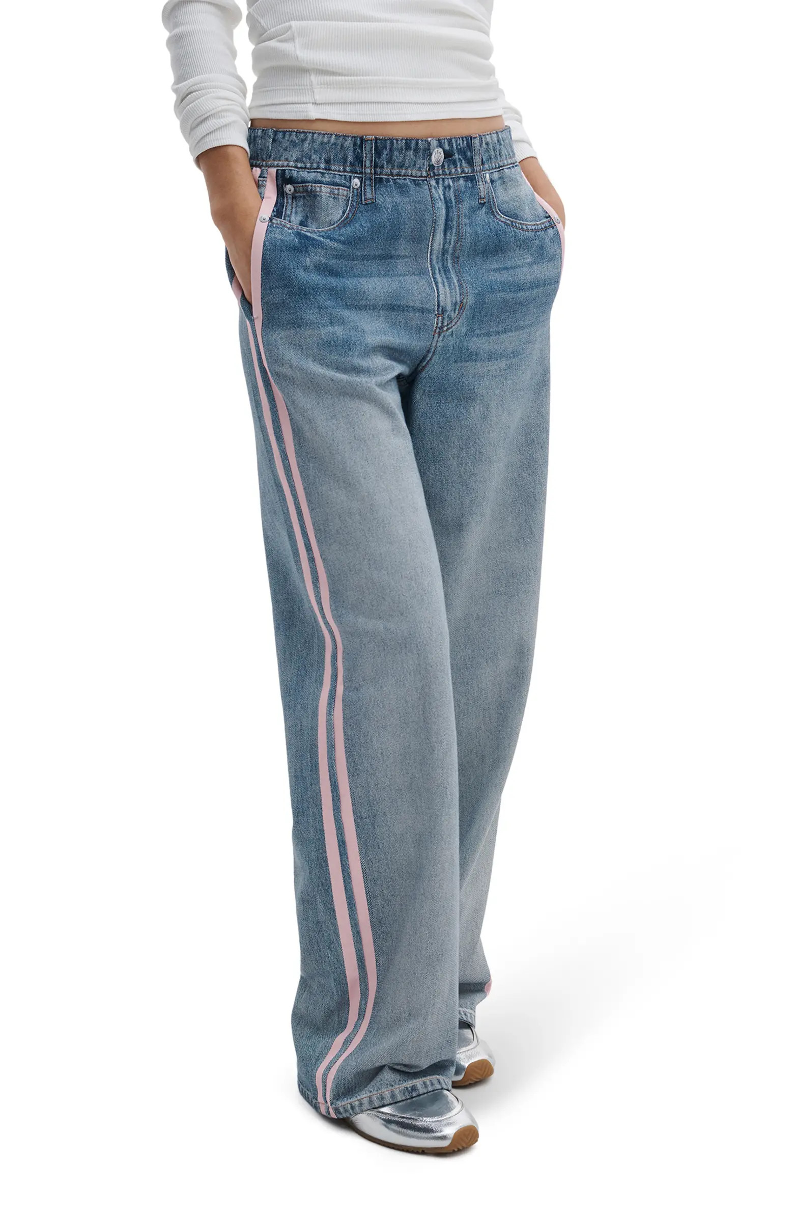 Miramar Side Stripe High Waist Wide Leg Cotton Terry Sweatpant Track Pants | Nordstrom