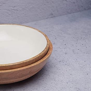 Wooden Serving Bowls for Parties or Large Salad Bowls, 12 inch and 11 inch Pasta Serving Bowls with  | Amazon (US)