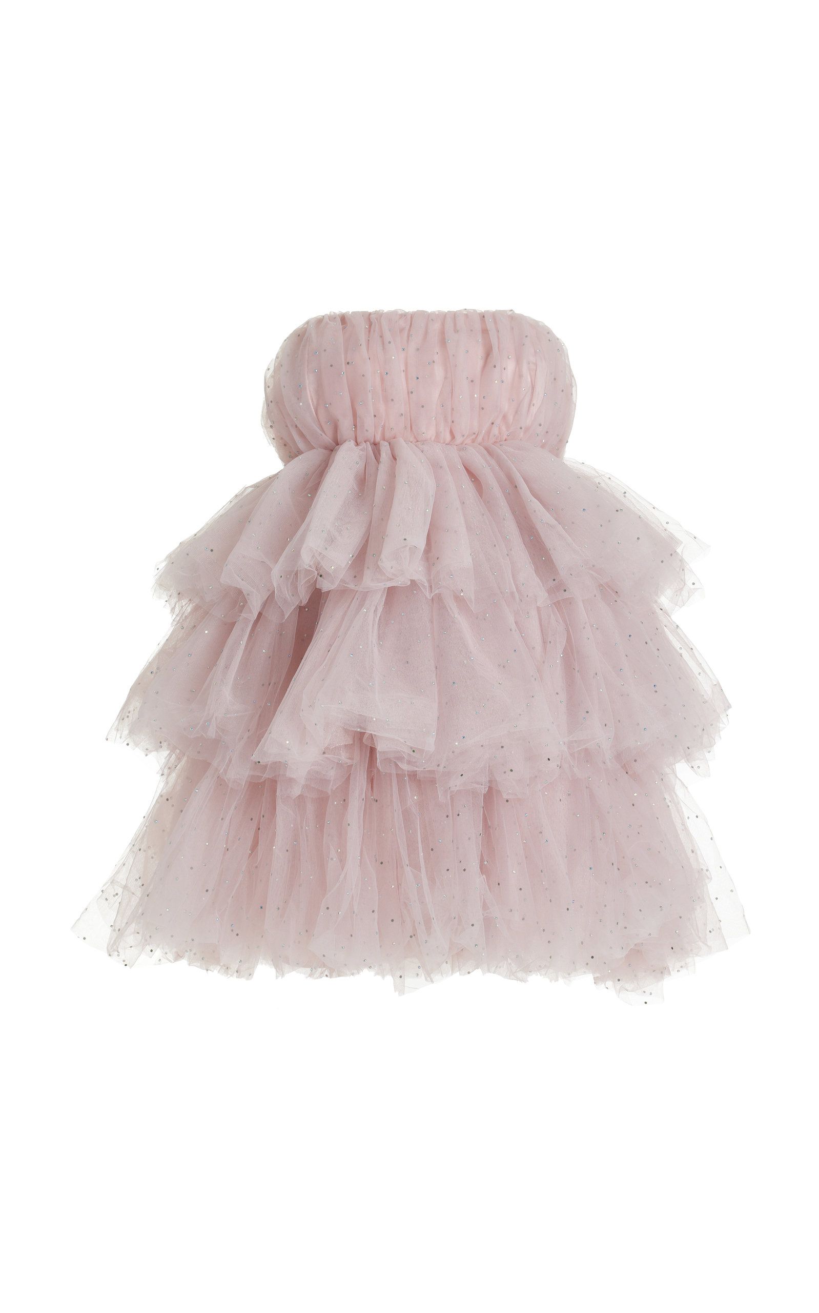 ROTATE - Women's Icons Crystal-Embellished Ruffled Tulle Mini Dress - Pink - EU 42 - Moda Operandi | Moda Operandi (Global)
