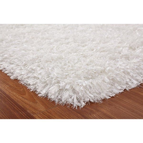White Polyester Hand Tufted Shag Area Rug - 5' x 7' | Bed Bath & Beyond