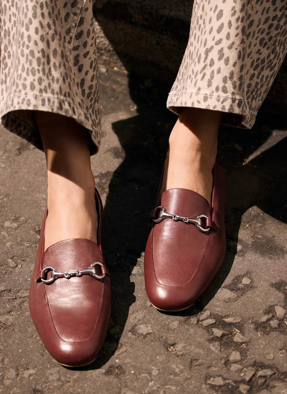 Camille Burgundy Leather Loafers | Mint Velvet