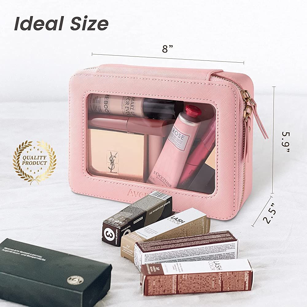 Amazon.com: Clear Makeup Bag Organizer, Portable Travel Toiletry Cosmetic Bag Case for Women, Hea... | Amazon (US)