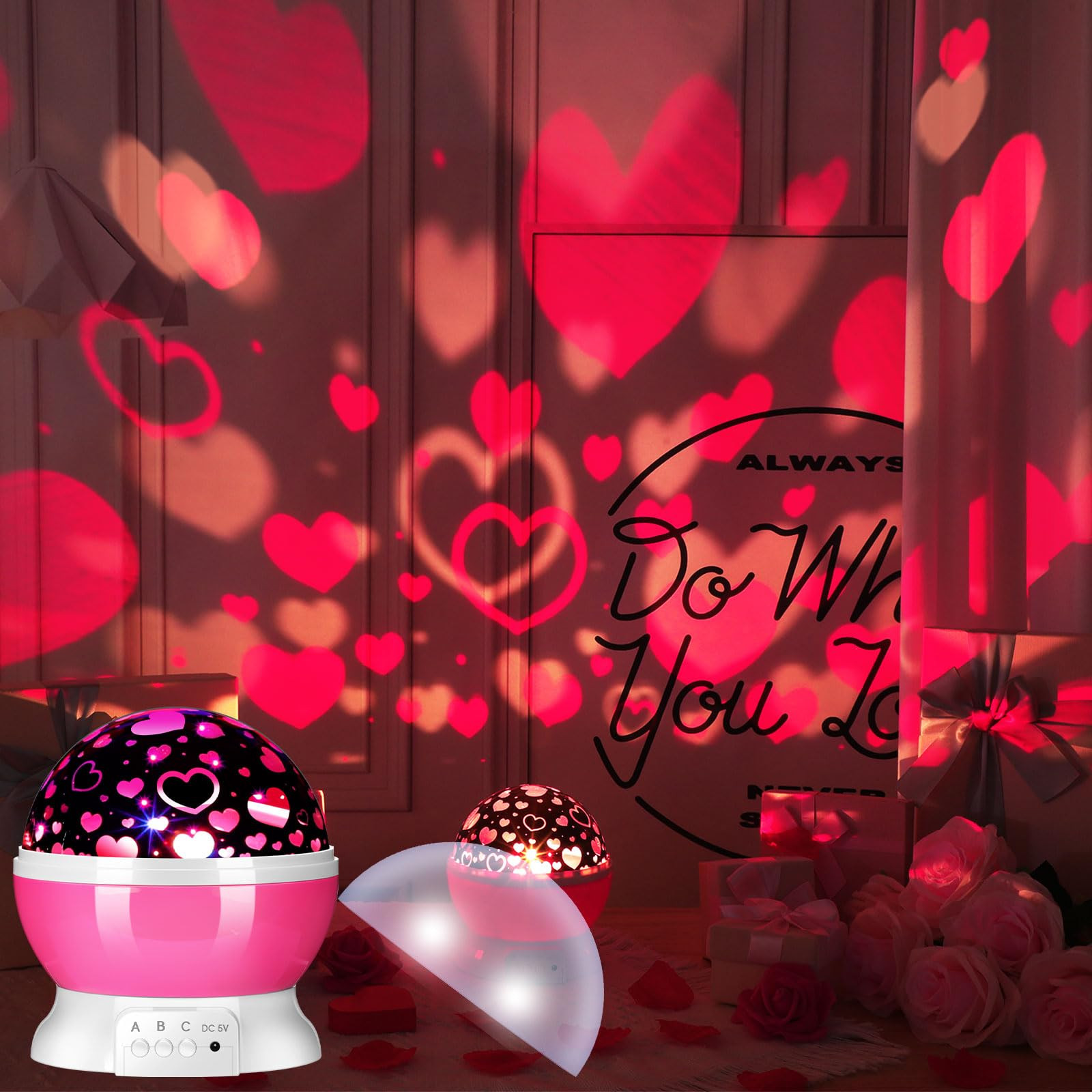 Projector Lights Indoor Projection Light LED Decorative Outdoor Lighting Projectors for Party Holiday Garden Landscape Decor(Valentine Day,Pink) | Amazon (US)