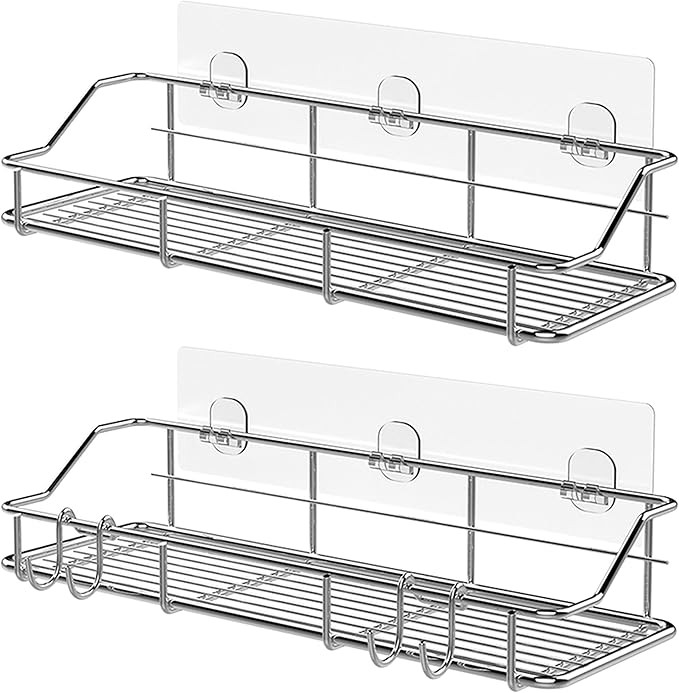KESOL Adhesive Shower Caddy Shower Shelf Organizer for Bathroom Organization with Hooks, SUS304 S... | Amazon (US)