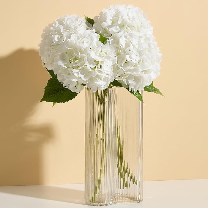 Real Touch White Hydrangea Artificial Flowers (4-Pack) -20" Faux Hydrangea Flowers with Long Stem... | Amazon (US)