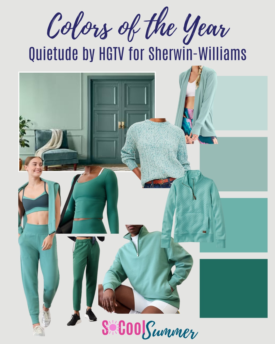 Inspired by Sherwin-Williams “Quietude”, similar colors for summers!

#hocsummer #coolsummer #lightsummer #truesummer #softsummer #pastelsummer #darksummer #brownsummer #sweetpeasummer #summerpalette #summerfinds

#LTKFitness #LTKSaleAlert #LTKStyleTip