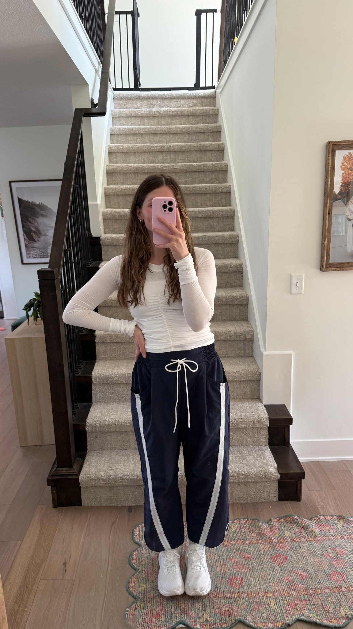 one of my favorites from the weekend and love to repeat! wearing small in top and sized up in pants, medium! wearing a white tank underneath, it is sheer! 

Spring outfit, mom outfit, track pants

#LTKmomlife #LTKootd