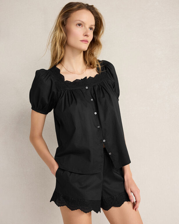 Organic Cotton Poplin Embroidered Top | Haven Well Within