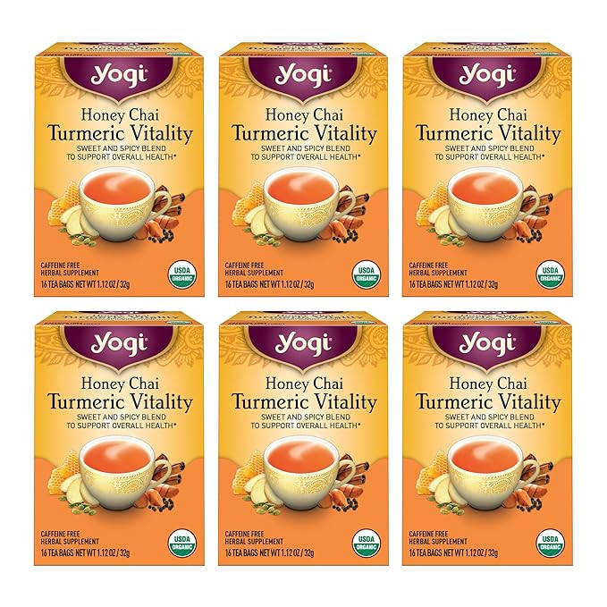 Yogi Tea Honey Chai Turmeric Vitality Tea - 16 Tea Bags per Pack (6 Packs) - Organic Tea to Suppo... | Amazon (US)