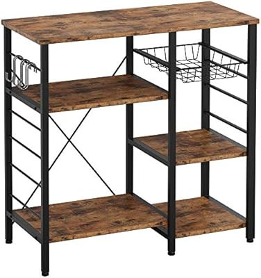 IRONCK Industrial Kitchen Baker’s Rack, Kitchen Island Utility Storage Shelf, Coffee Bar Microw... | Amazon (US)