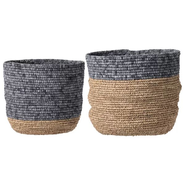 Natural/Gray Seagrass 2 Piece Wicker Basket Set (Set of 2) | Wayfair North America