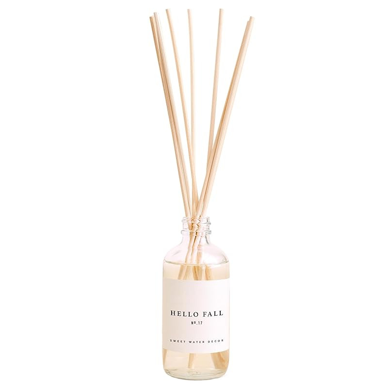 Sweet Water Decor Hello Fall Reed Diffuser Set - Hot Cider, Cinnamon, Cloves, Apple, and Nutmeg S... | Amazon (US)