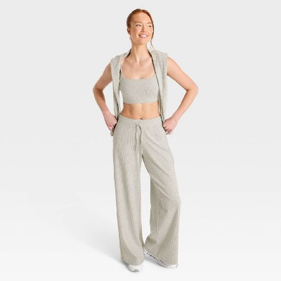 Women's Ribbed Straight Let Pants - All In Motion™ Light Heather Gray XS | Target