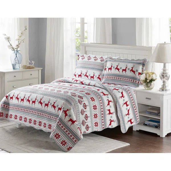 Dutra Embossed Ultra Soft Summer Reversible Quilt Set | Wayfair Professional