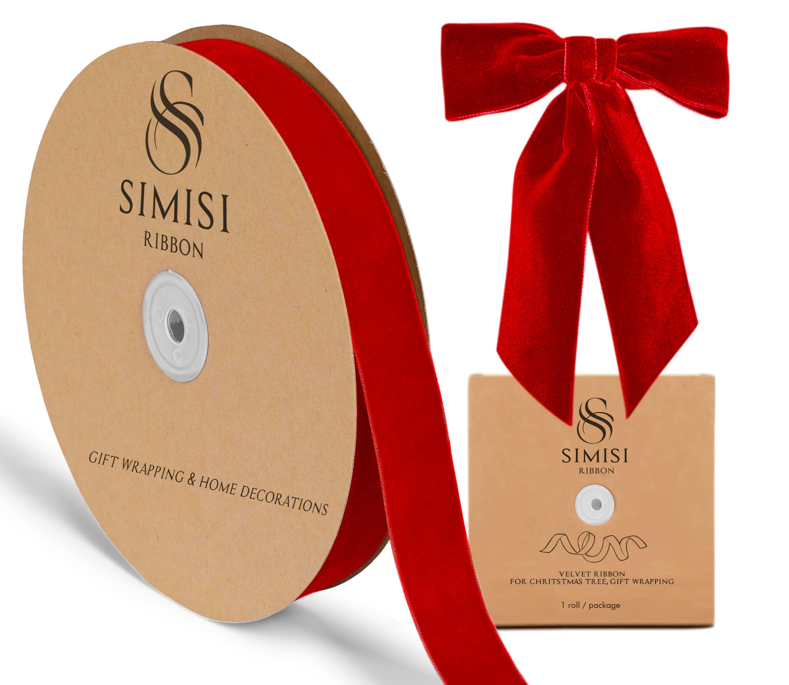 Red Velvet Ribbon 1'' 25 Yards for Christmas Tree, Gift Wrapping, Flower Bouquet, Wreath Decorati... | Amazon (US)