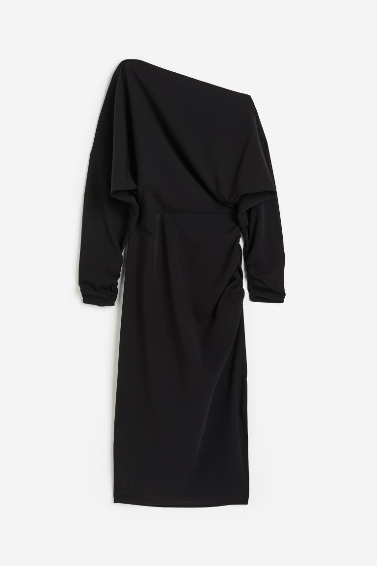 One-shoulder dress - Black - Ladies | H&M GB | H&M (UK, MY, IN, SG, PH, TW, HK)