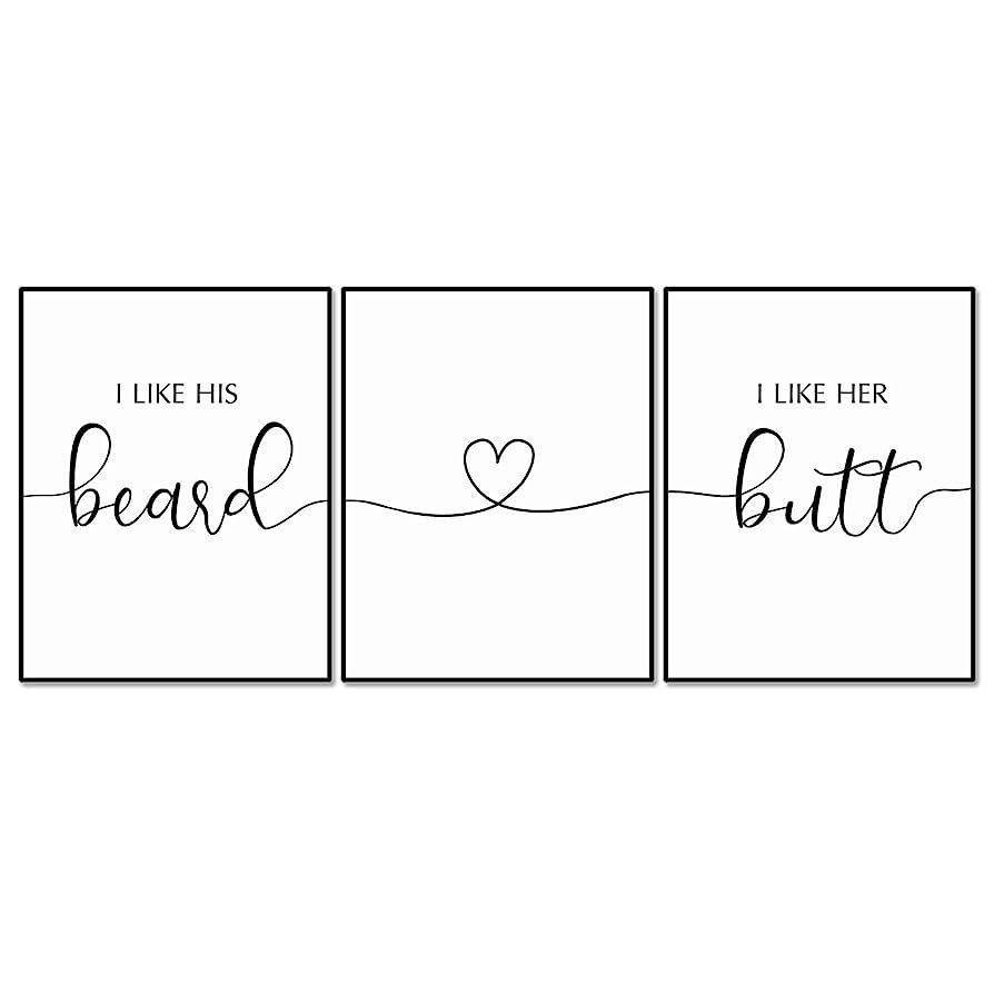 I Like His Beard I Like Her Butt Above Bed Art Print Minimalist Heart Love Bedroom Wall Decor Gif... | Amazon (US)