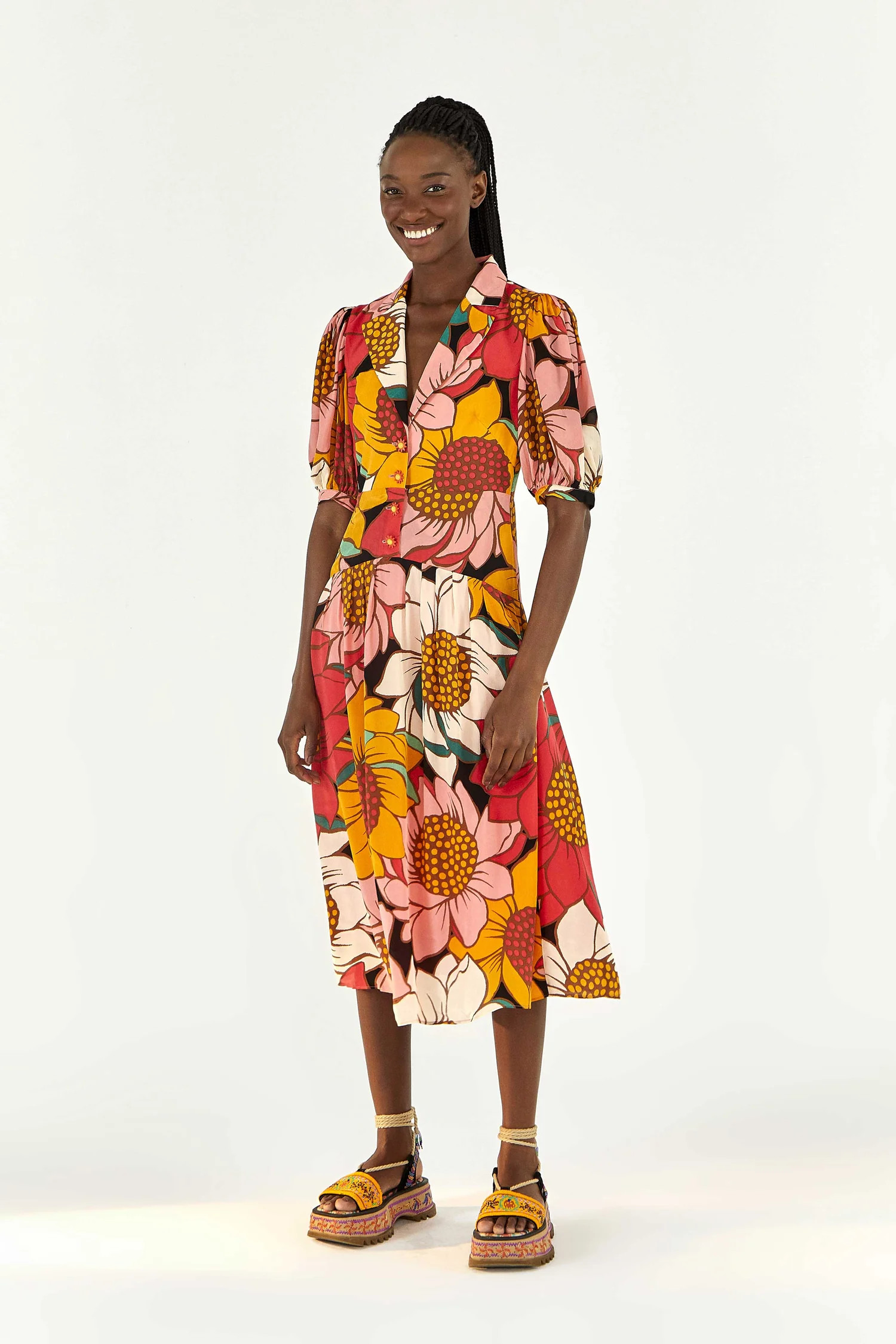 Sunflowers Dress | Colorful Print & Midi Length | FarmRio (US)