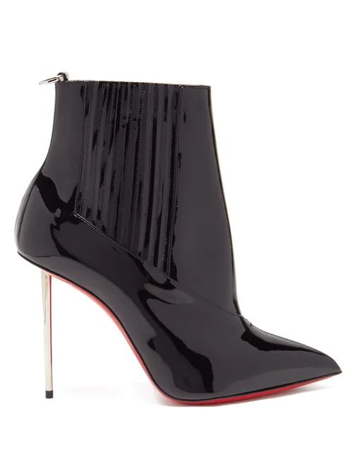 Christian Louboutin - Epic 100 Patent-leather Ankle Boots - Womens - Black | Matches (US)