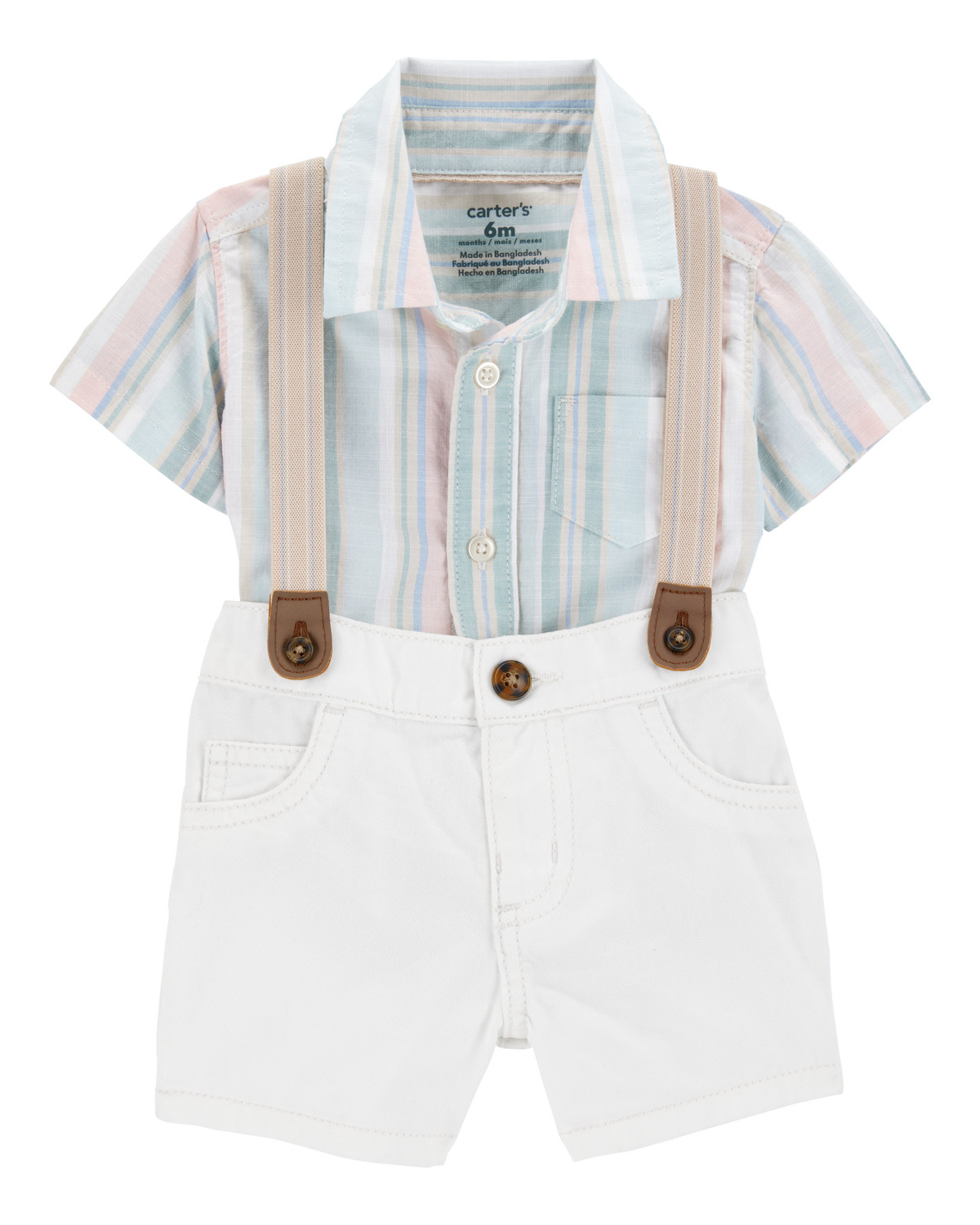 Baby 3-Piece Button-Down Bodysuit & Suspender Outfit Set | Carter's Inc