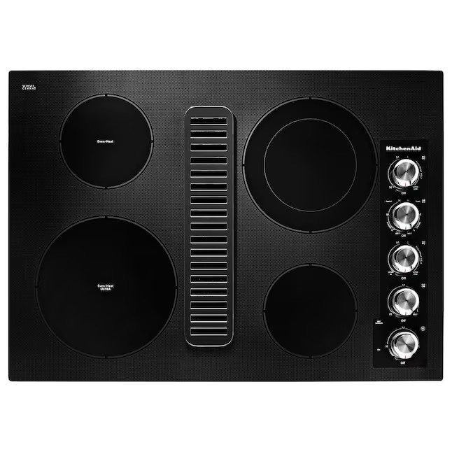 KitchenAid 30-in 4 Burners Smooth Surface (Radiant) Black Electric Cooktop with Downdraft Exhaust | Lowe's