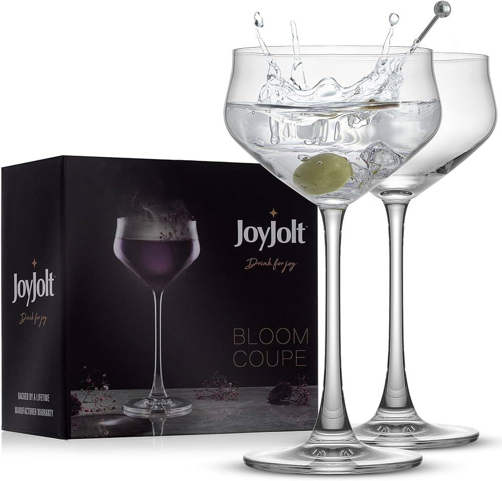 JoyJolt Crystal Cocktail Glasses - Coupe Glasses Made in Europe, 9.2oz Martini Glasses, Set of 2 ... | Amazon (US)