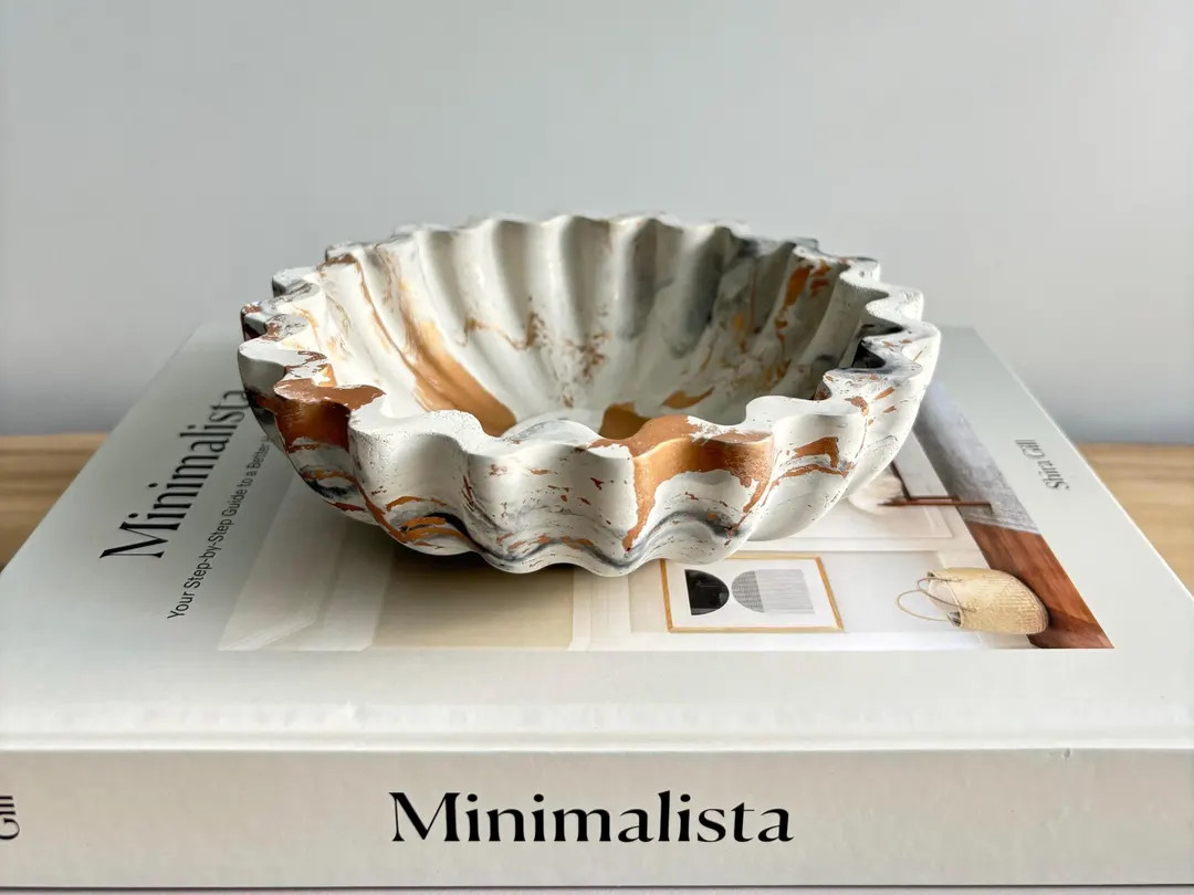 Handmade Concrete Ruffle Bowl: Decorative Centerpiece (6 inch) | Etsy (US)