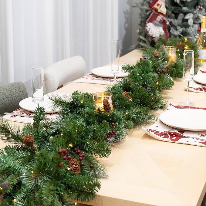 9 Feet Christmas Garland - Carolina Pine - Christmas Decorations - Pine Garland for Table, Firepl... | Amazon (US)