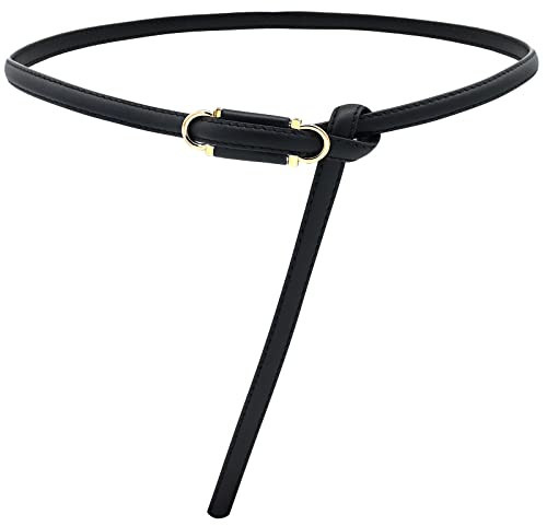 BAOKELAN Skinny Leather Belts for Women Knotted Thin Waist Belt for Dress Black | Amazon (US)