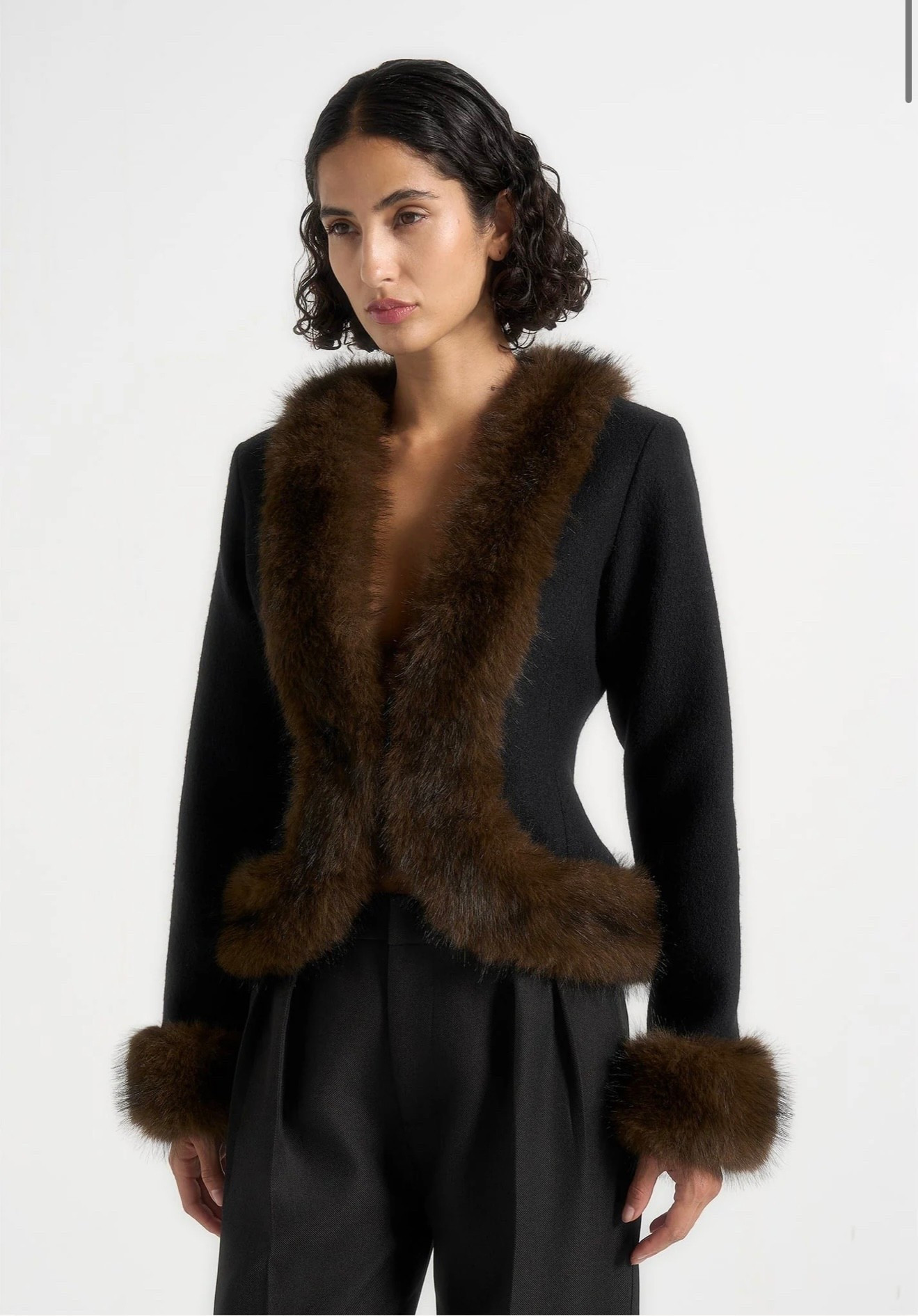 Fur trimmed fitted  jacket.


#LTKU #LTKHoliday #LTKSeasonal