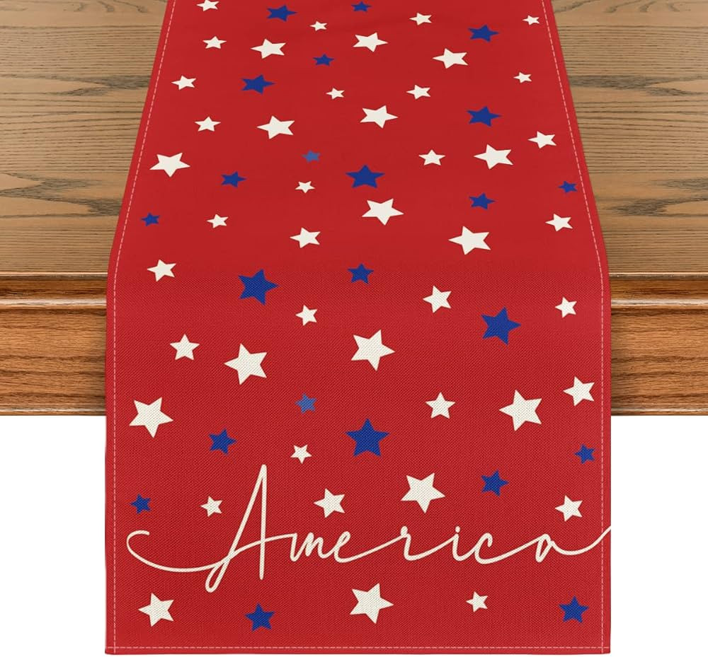 Artoid Mode Red Stars America 4th of July Patriotic Memorial Day Table Runner, Independence Day H... | Amazon (US)