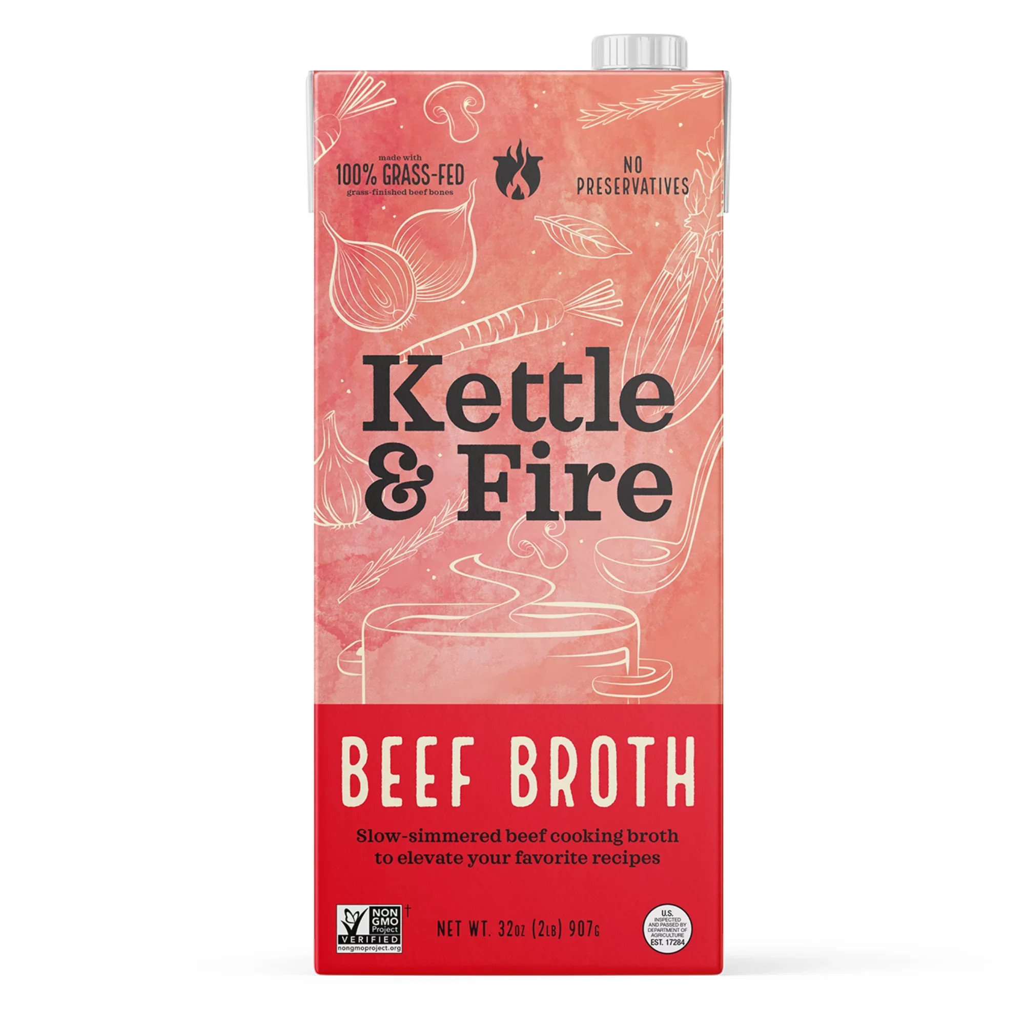 Kettle & Fire Beef Cooking Broth, 32oz | Walmart (US)