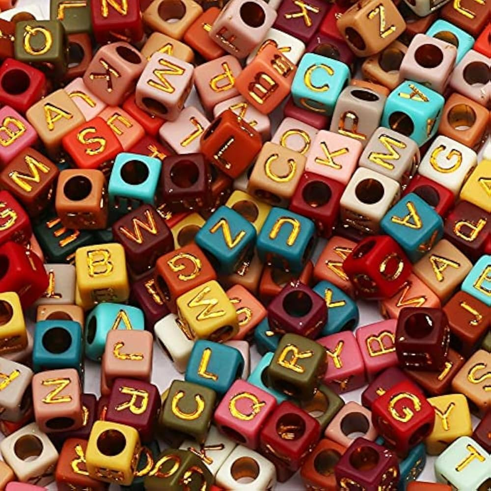 ToBeIT 1000pcs Letter Beads Acrylic Bead Alphabet Letter A-Z Cube Beads for Jewelry Making, Brace... | Amazon (US)
