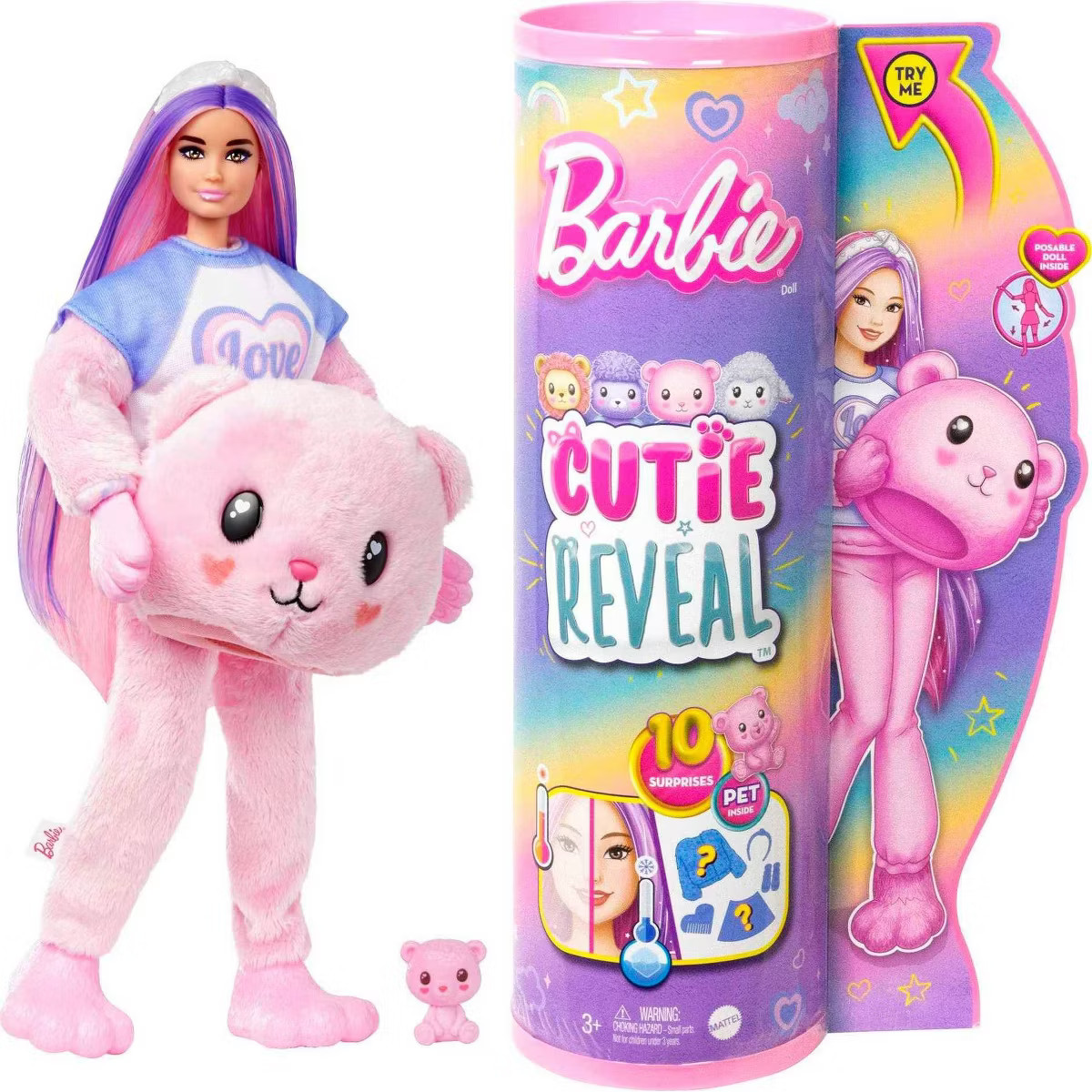 Barbie Cutie Reveal Cozy Cute Tees Series Teddy Bear Doll | Target