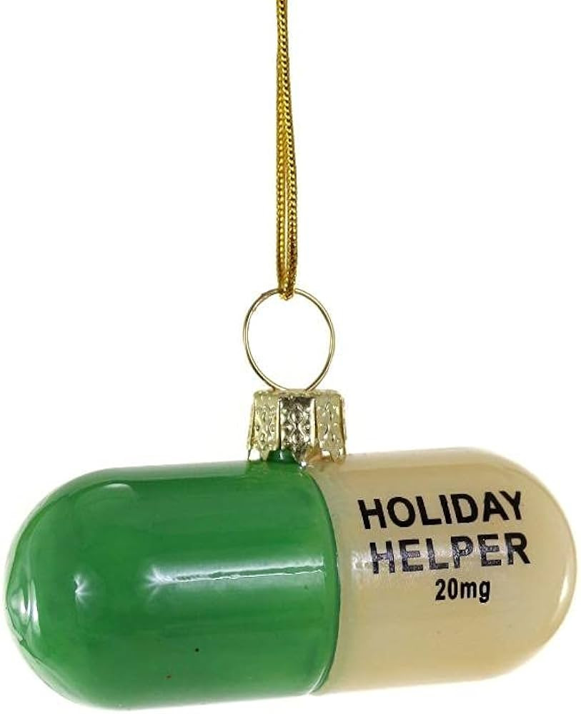 Holiday Helper Prozac Pill Glass Christmas Ornament | Amazon (US)