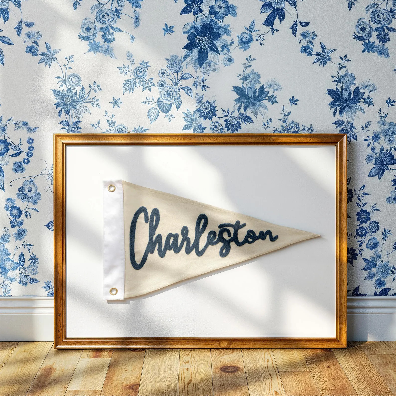 Hand Embroidered Vintage pennant Flag | Custom Charleston City flag | Home Office Decor | Trendin... | Etsy (US)