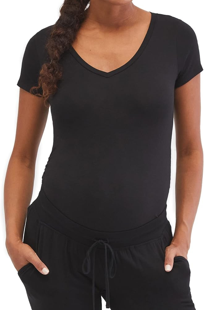 Maternity Soft and Stretchy Short Sleeve Tee Shirt Pregnancy Top - 1, 2 & 3 Pack | Amazon (US)