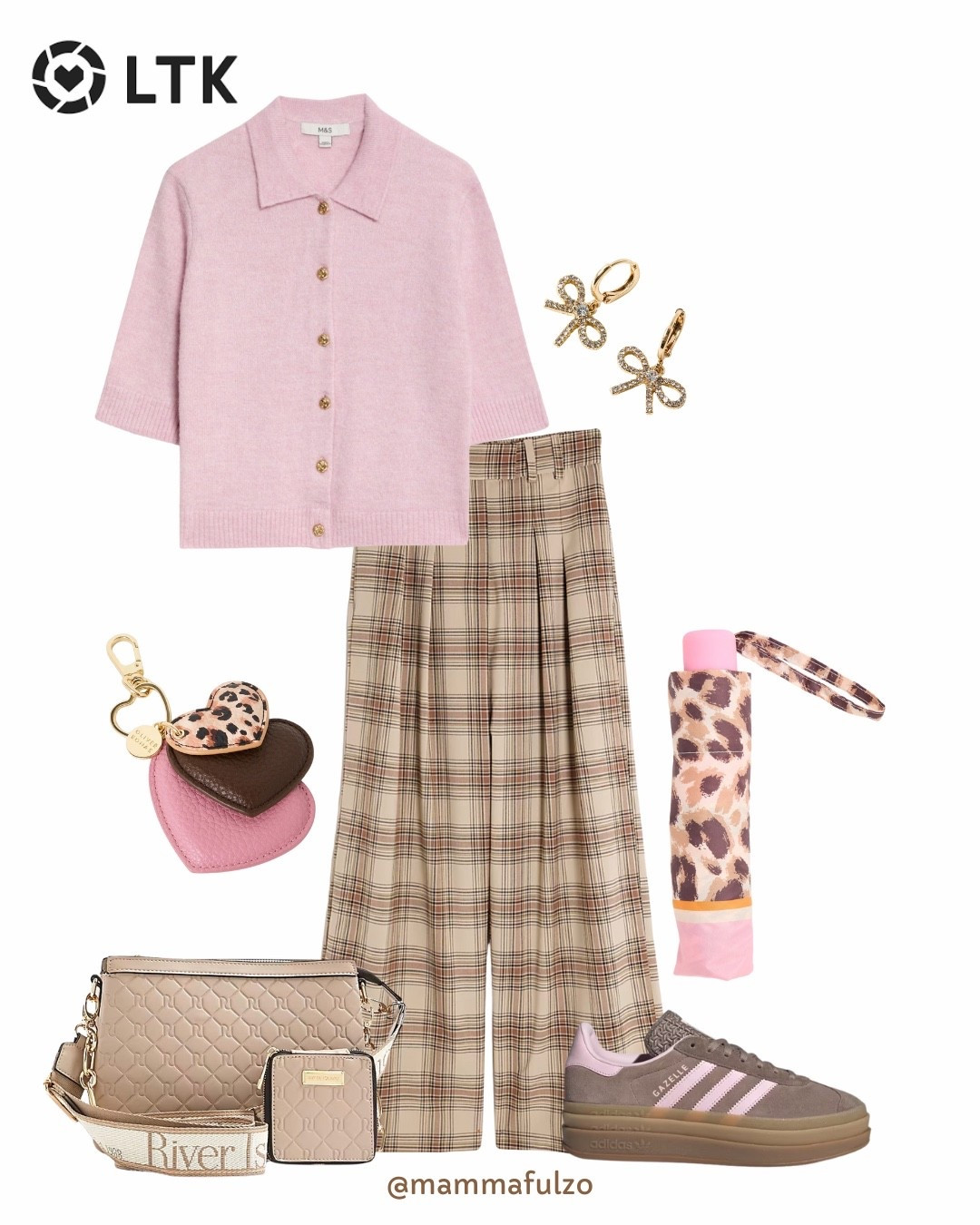 Pastel Autumnal Look 🍁🍂🩷

Pastel pink, bag charm, leopard print and pink, check trousers, wide leg work trousers, bow earrings, river island, H&M, M&S, adidas platform trainers, adidas gazelle platform. 

#LTKworkwear #LTKautumn #LTKuk