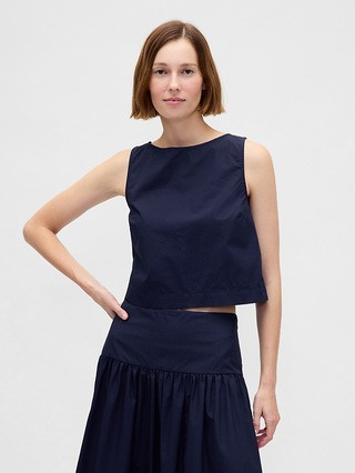 Poplin Boatneck Shell Tank Top | Gap (US)