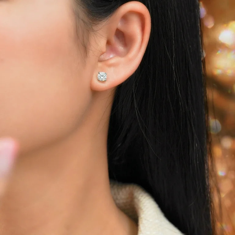 JeenMata Certified Lab Grown Diamond Earrings 1 Carat Round Cut 18K White Gold Plated Solitaire S... | Walmart (US)