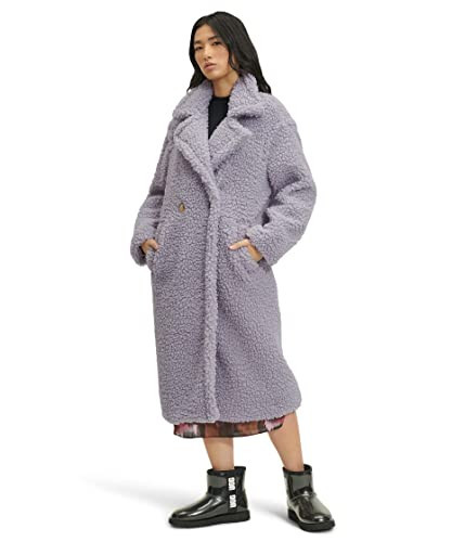 UGG Women's Gertrude Long Teddy Coat, Cloudy Grey, Small | Amazon (US)