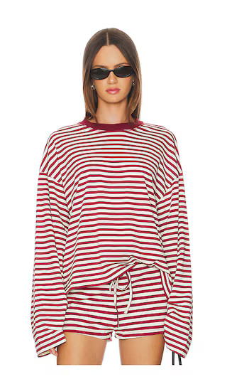 Bloom Long Sleeve Top in Wine Stripe | Revolve Clothing (Global)