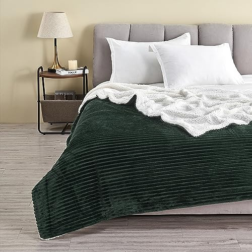 Great Bay Home Ribbed Texture Reversible Forest Green Throw Blanket, Fluffy and Luxurious Throw Blanket (50" x 60" Throw, Forest Green) | Amazon (US)