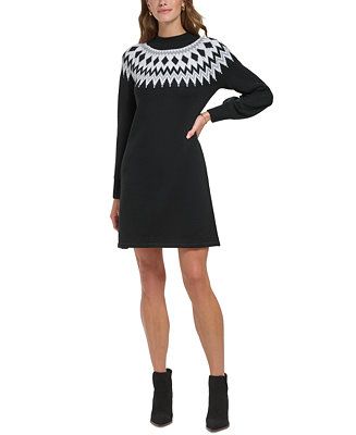 Jessica Howard Women's Fair-Isle-Print Sweater Dress & Reviews - Dresses - Women - Macy's | Macys (US)
