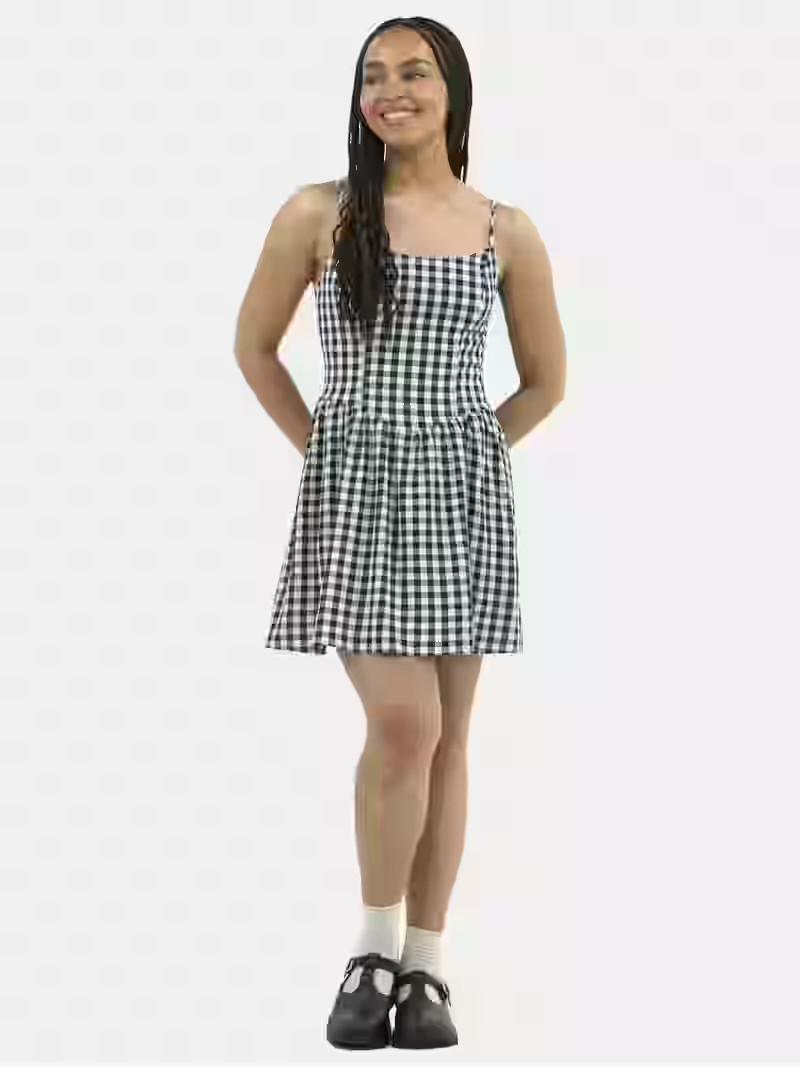No Boundaries Seersucker Gingham Mini Dress, Women's | Walmart (US)