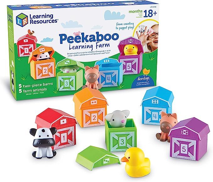 Learning Resources Peekaboo Learning Farm, Counting, Matching & Sorting Toy, Toddler Finger Puppe... | Amazon (US)