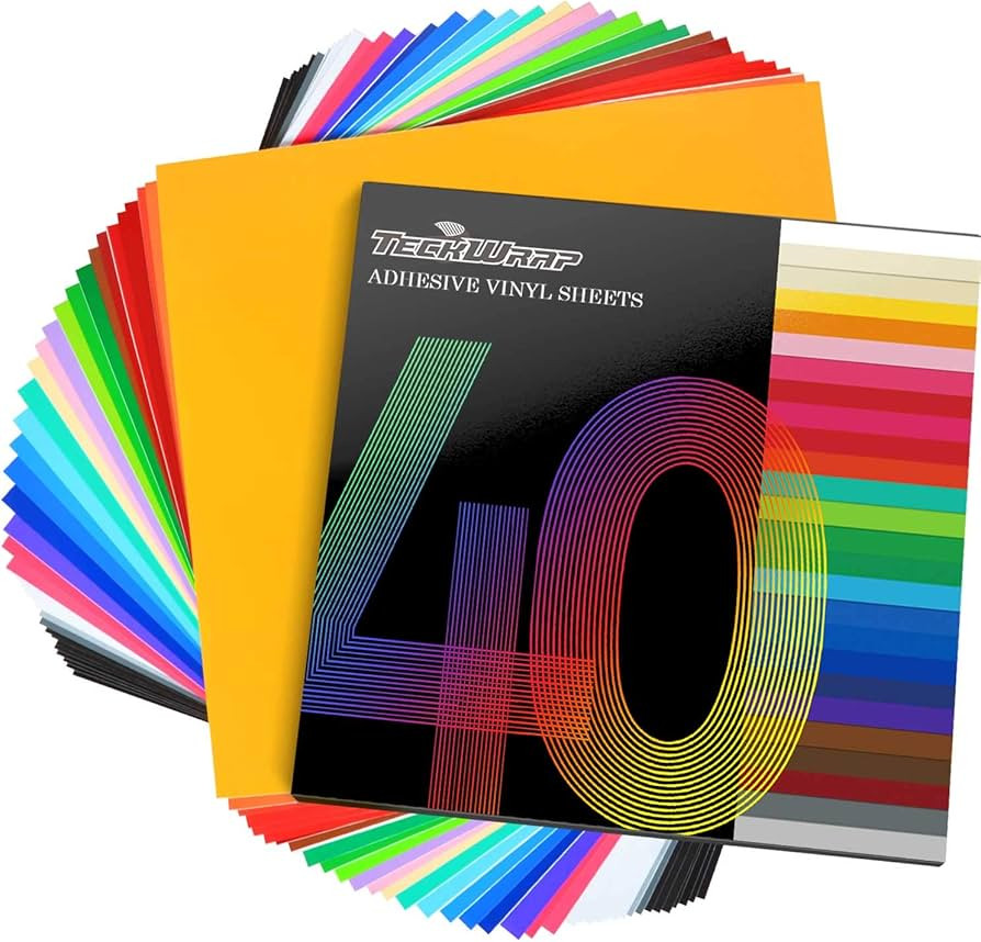 TECKWRAP Permanent Adhesive Vinyl Sheets 12" x 12" 40 Sheets/Pack Assorted Colors for Craft Cutte... | Amazon (US)